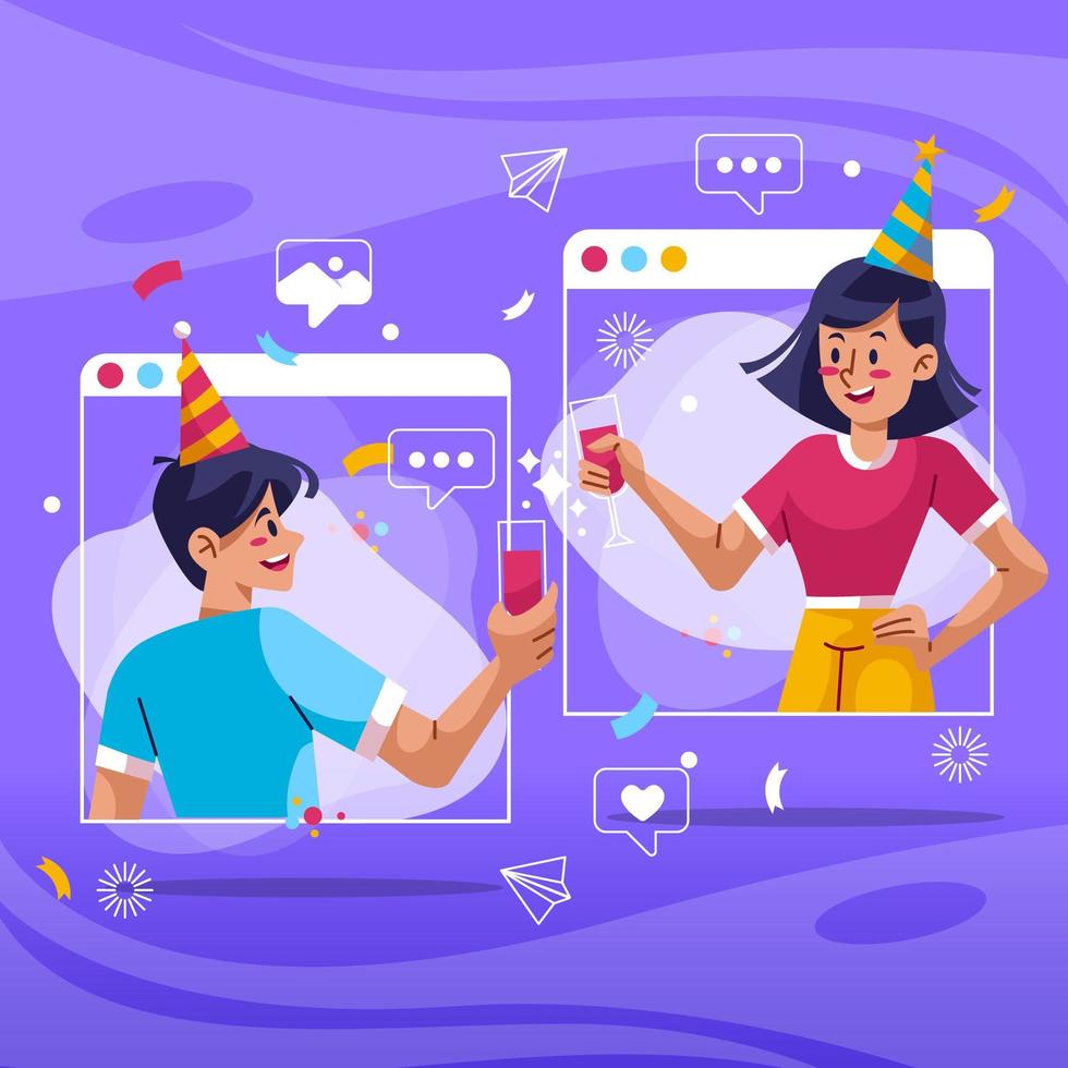 New Normal Online Video Call Concept vector