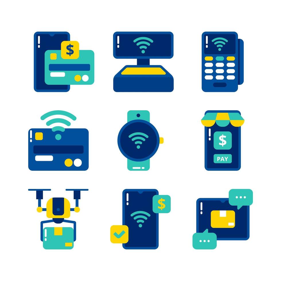 conjunto de iconos planos de tecnología untact vector