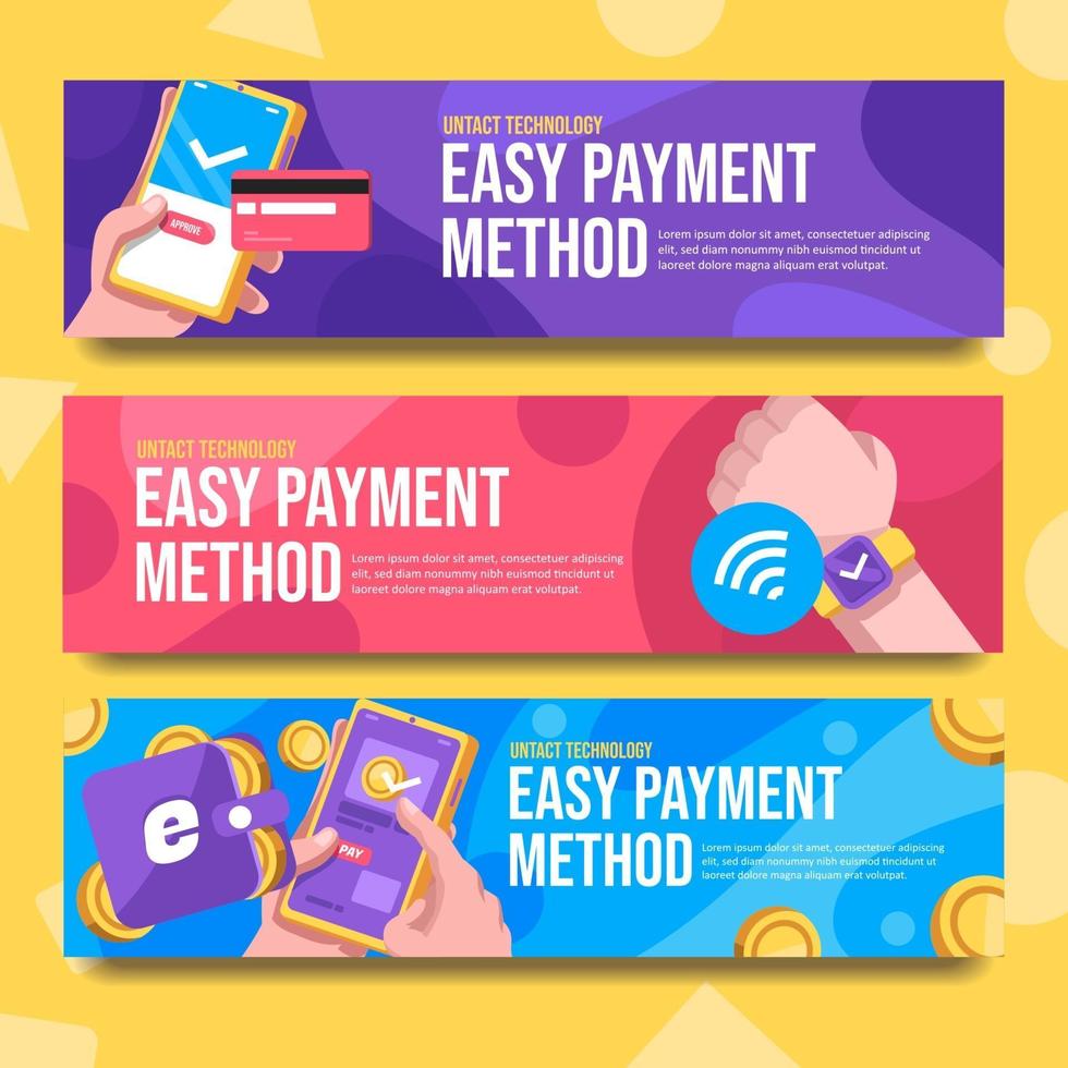 método de pago fácil untact banner vector