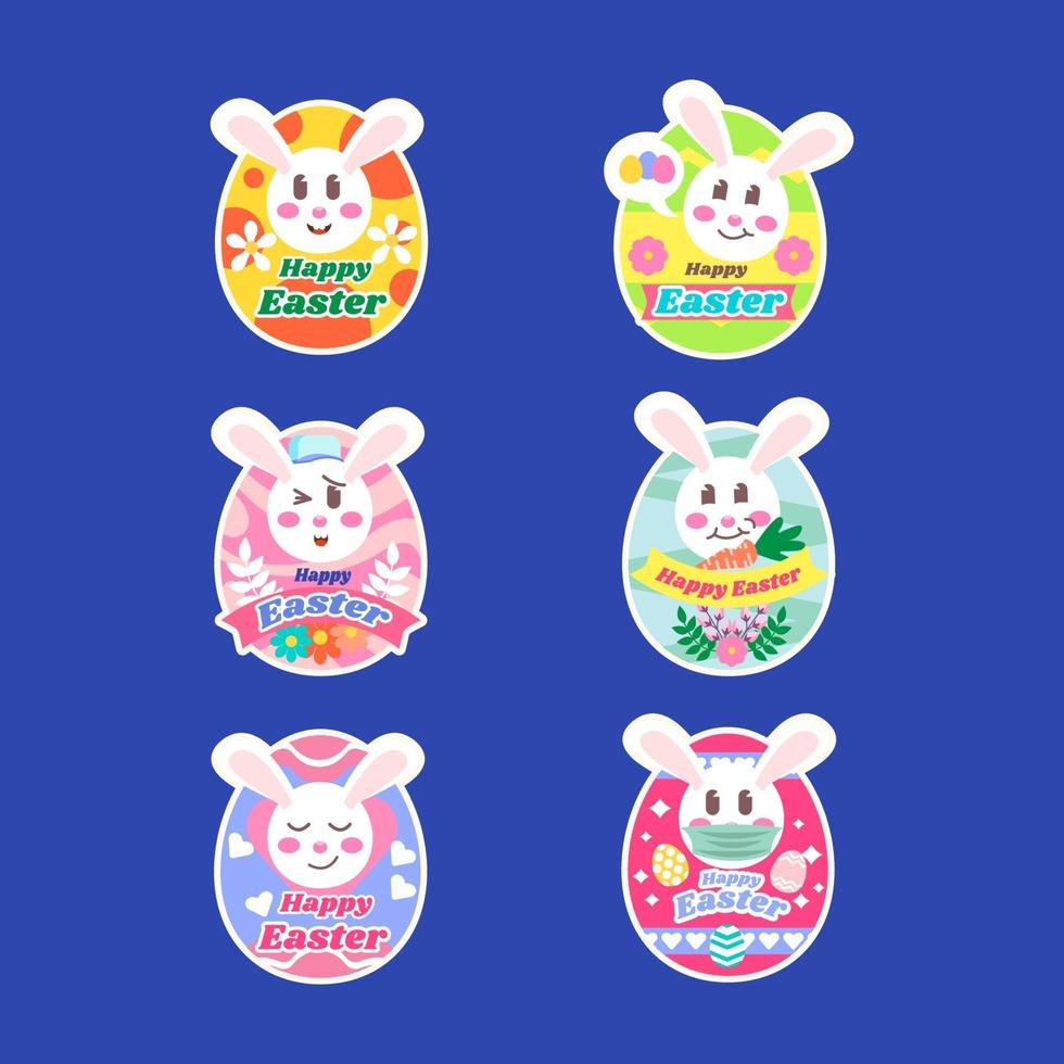 Set of Happy Easter Festivity Sticker vector