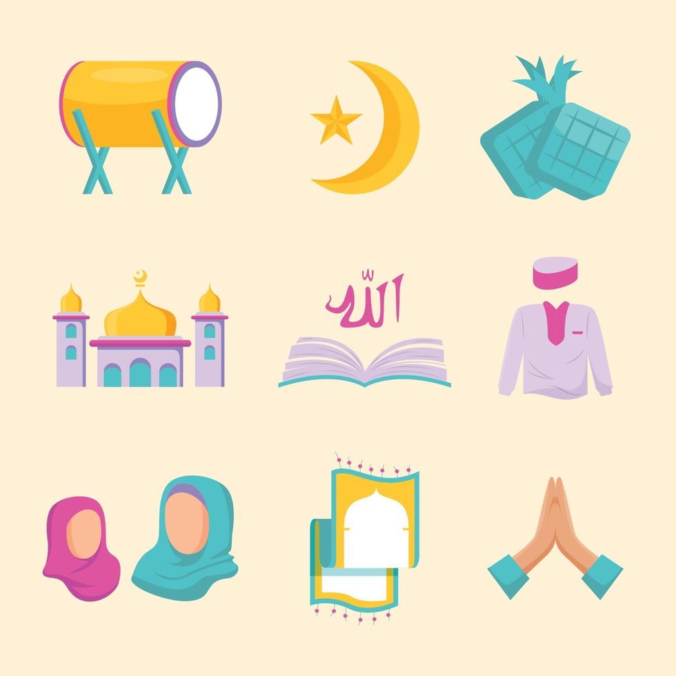 colección de iconos de eid mubarak vector