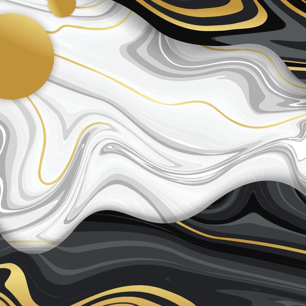 Liquid Marble Background with Golden Line vector
