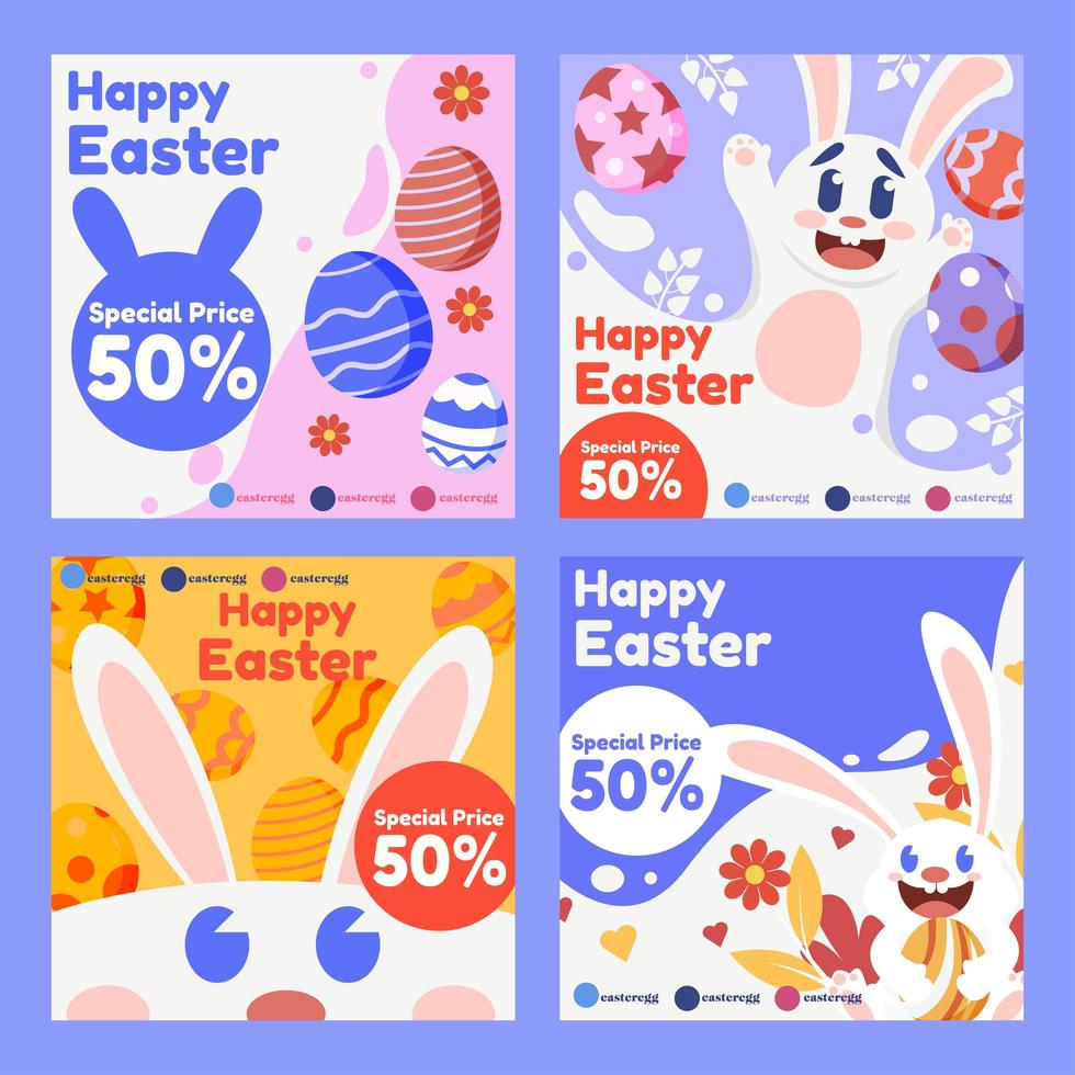 plantilla de redes sociales de feliz pascua para promoción vector