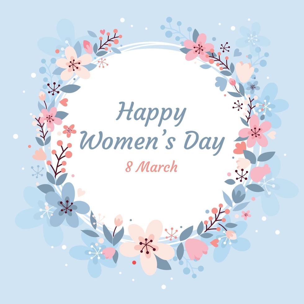 Happy Women's Day with Floral Frame vector