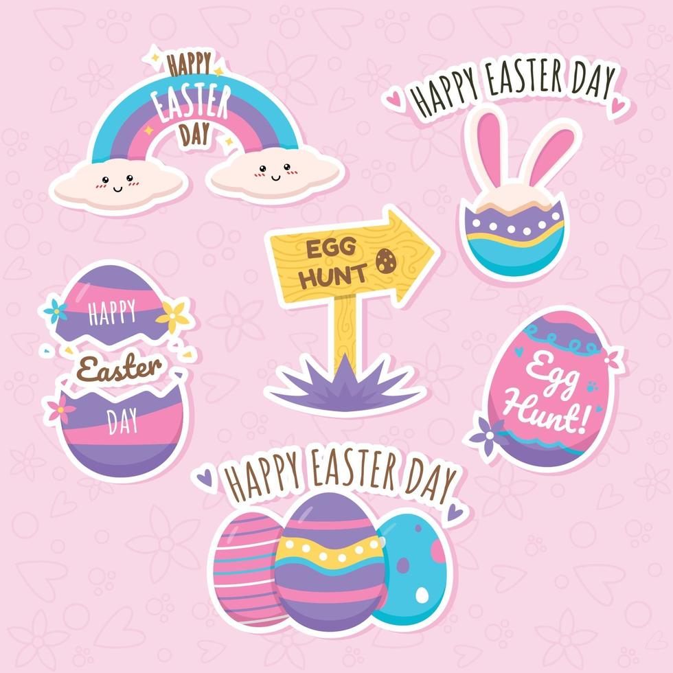 Happy Easter Day Sticker Collection vector