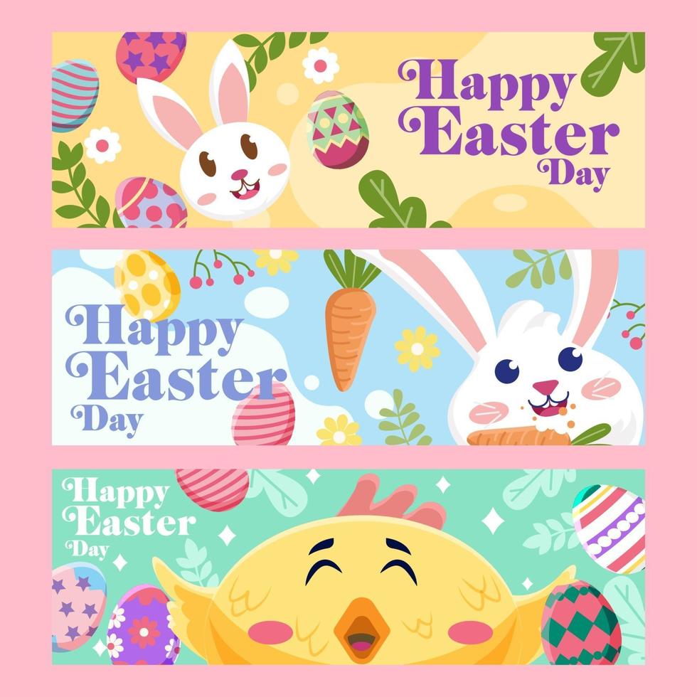 feliz fiesta de pascua conjunto de banner vector