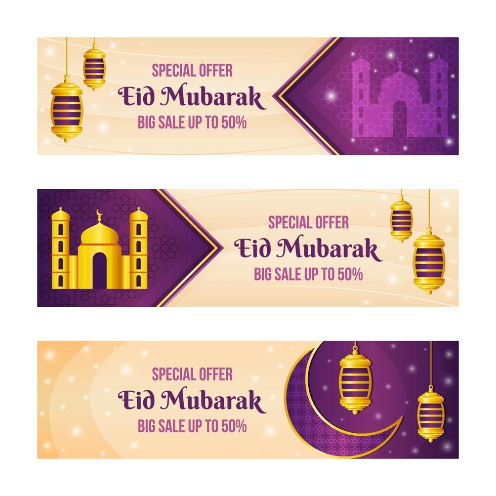 Elegant Eid Mubarak Marketing Tools Banner Set vector