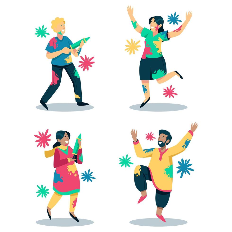 People Celebrate a Colorful Holi vector