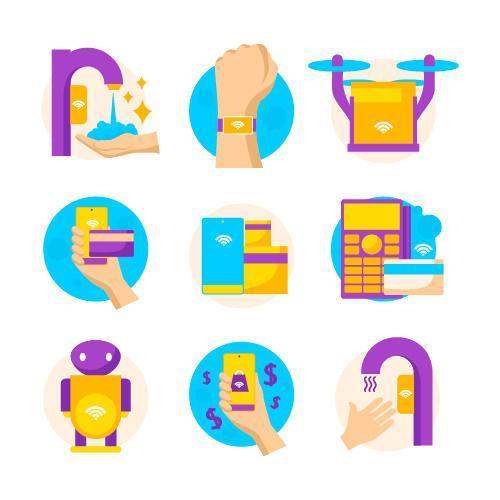 Untact or Contactless Technology Icon Set vector