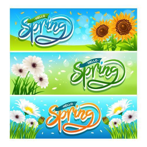 Spring Banner Collection Set vector