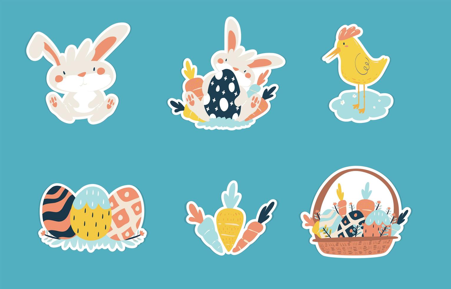 Happy Easter Sticker Concept vector