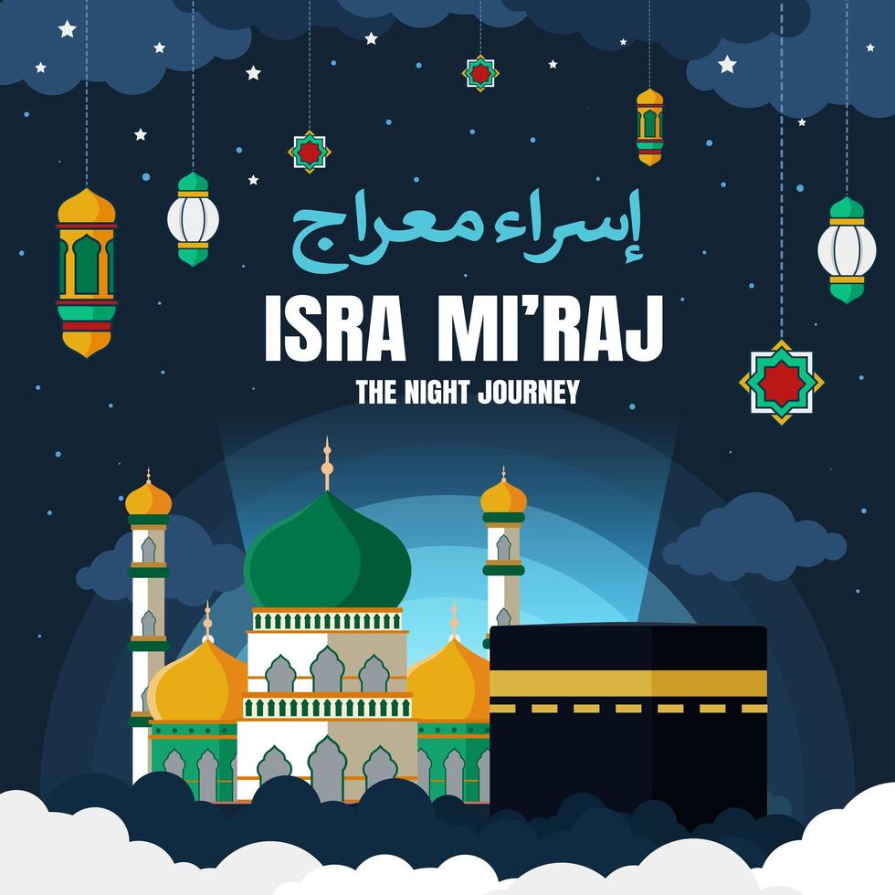 isra mi'raj ilustración con diseño plano vector