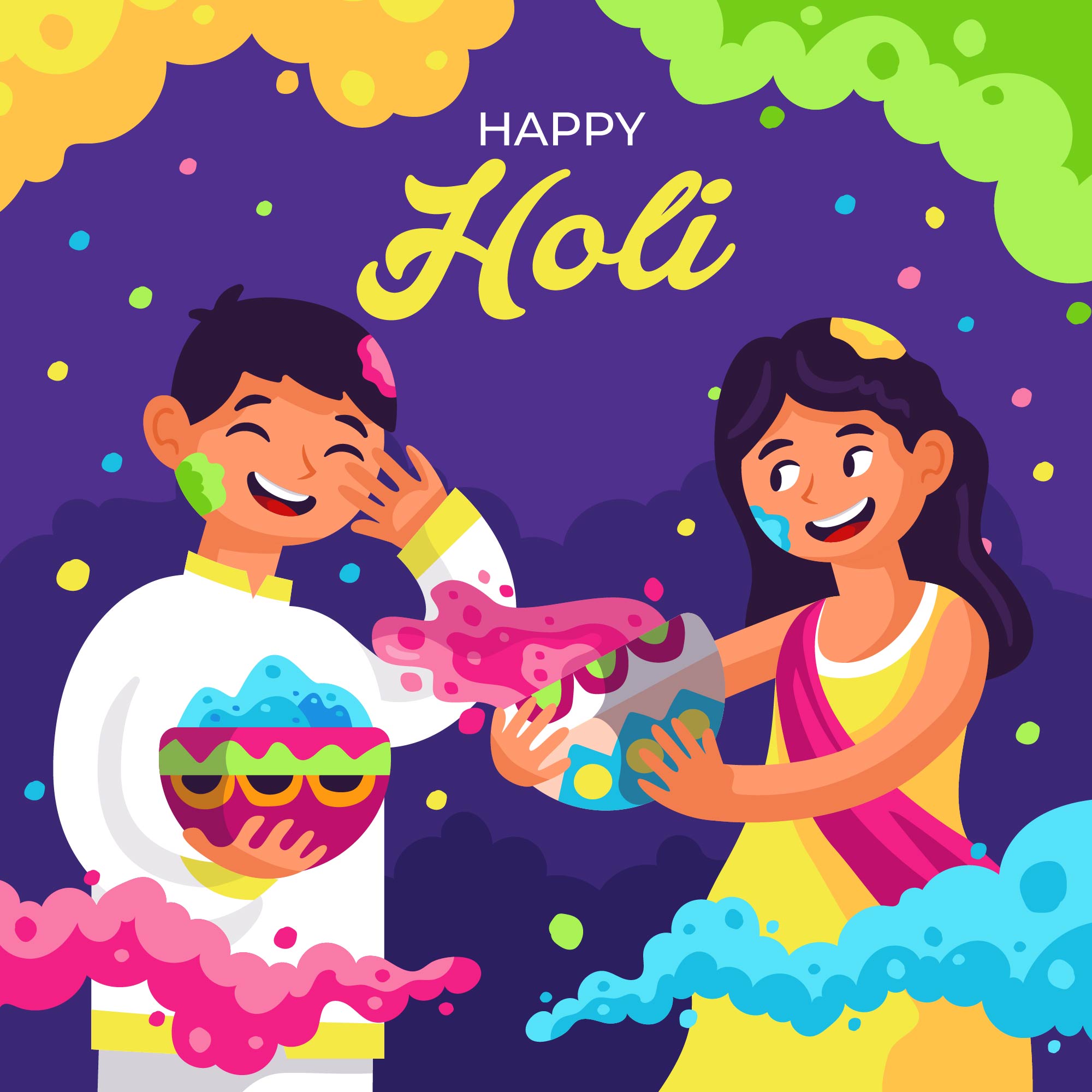Boy and Girl Celebrating Holi Festival 2073138 Vector Art at Vecteezy Boy and Girl Celebrating Holi Festival 2073138 Vector Art at Vecteezy