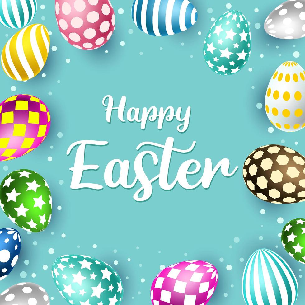 Happy Easter with Different Eggs Pattern vector