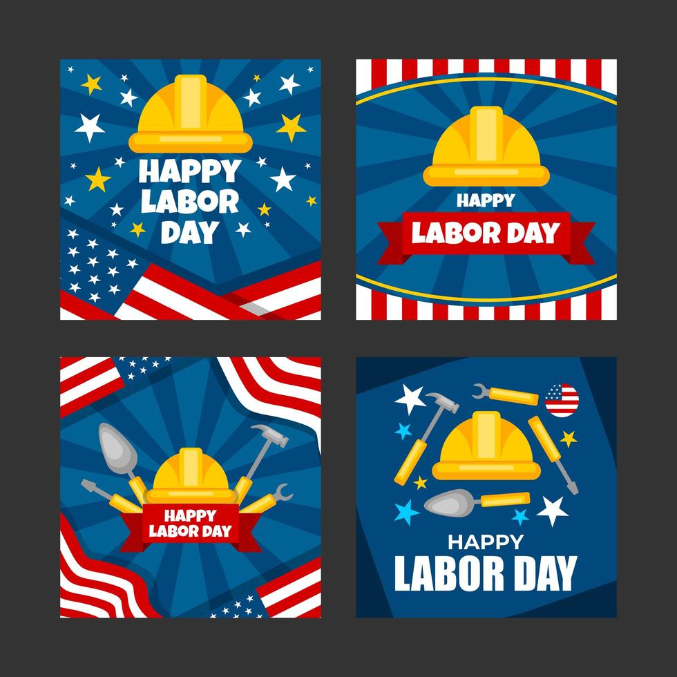 Labor Day Card Template Set vector