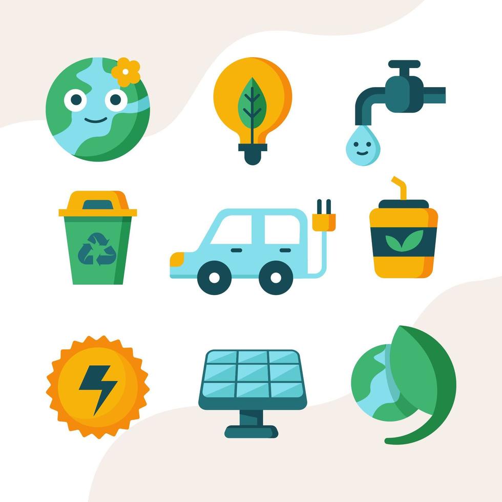 Flat Earth day Icon Collection vector