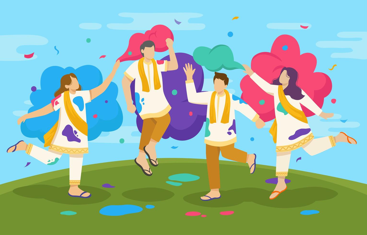 Happy People Celebrating Holi Festival vector