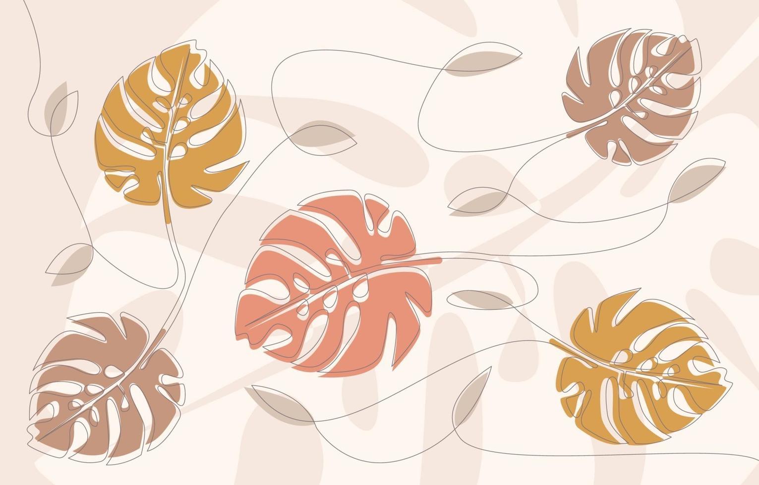 una línea de arte de hoja de monstera vector