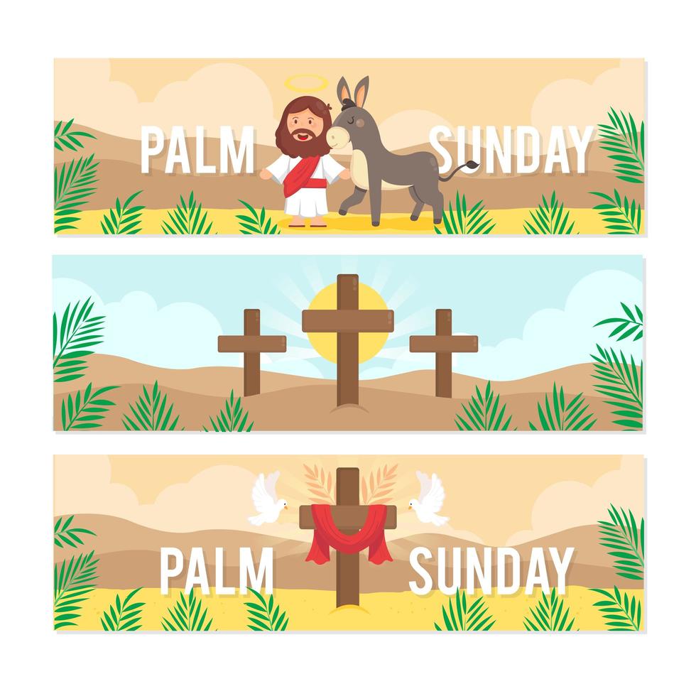 Jesus Traveling With Donkey Spreading Love Palm Sunday vector