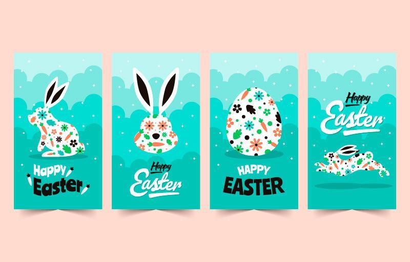 Easter Egg Bunny Social Media Post Collection 2073209 Vector Art at ...