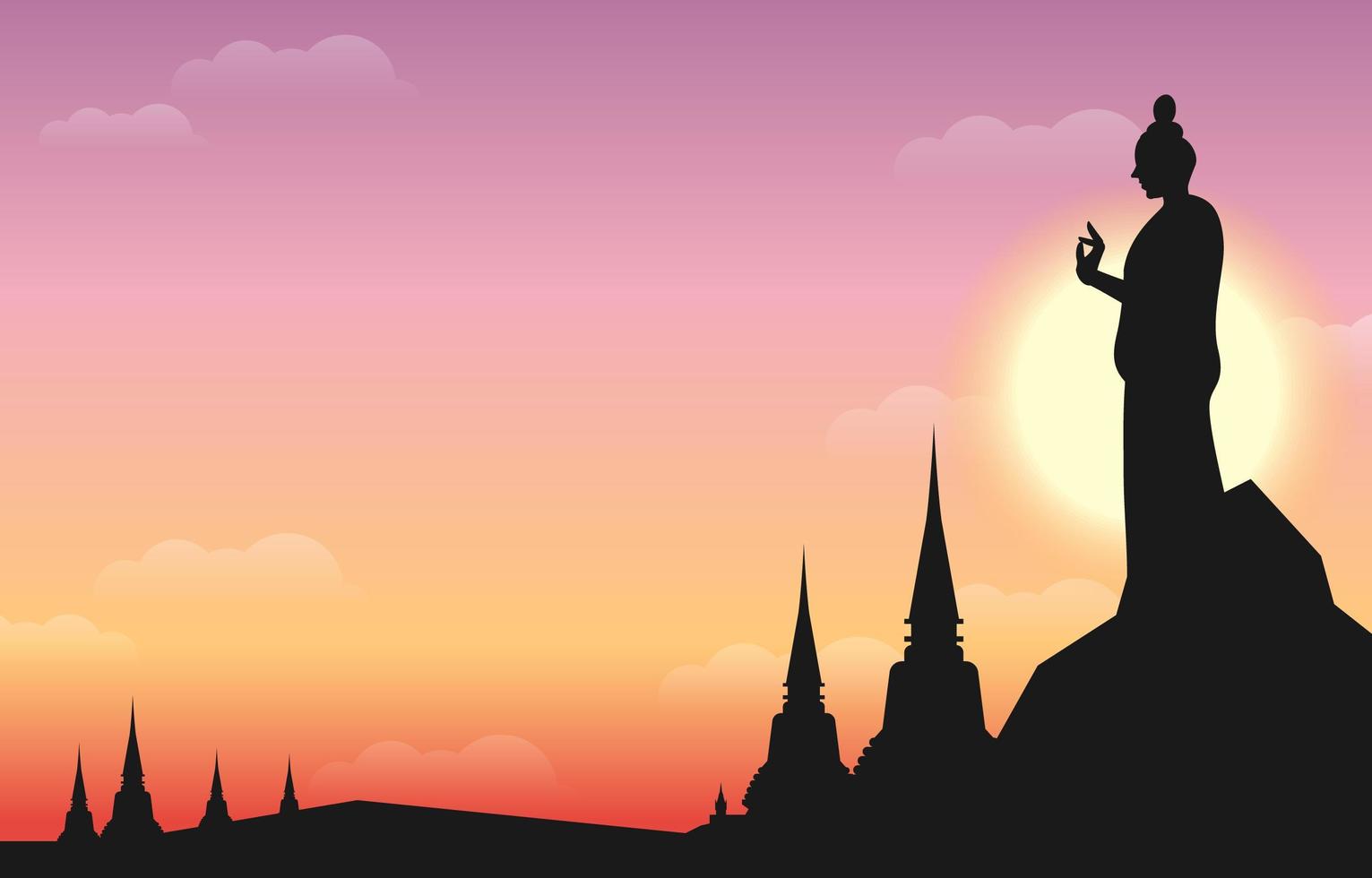 Statue of Budha Against Sunset vector