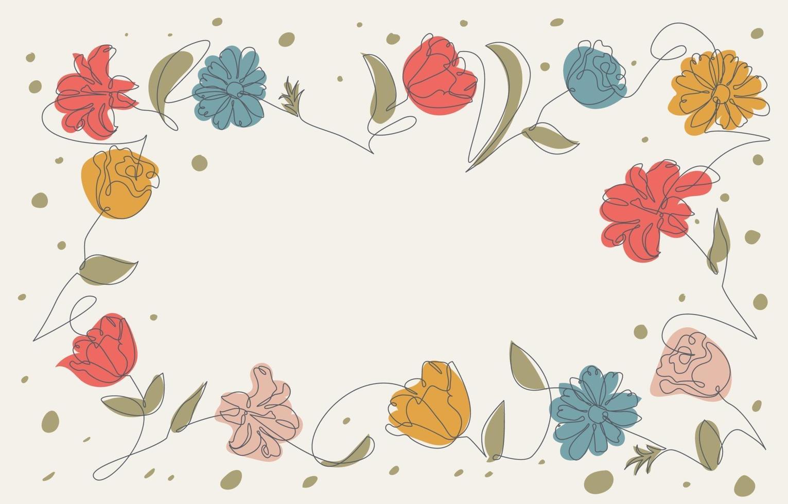 Flowers One Line Art Elements vector