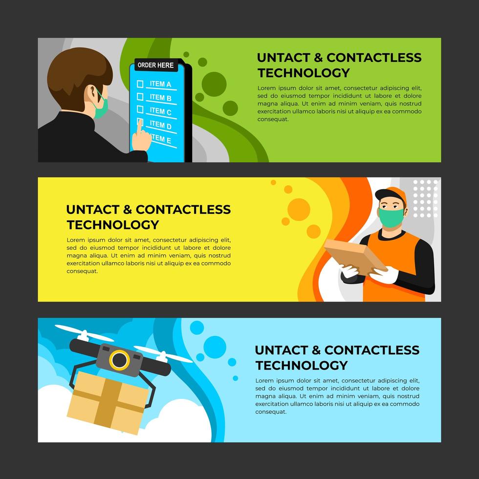UNTACT Contactless Technology Banner Set vector