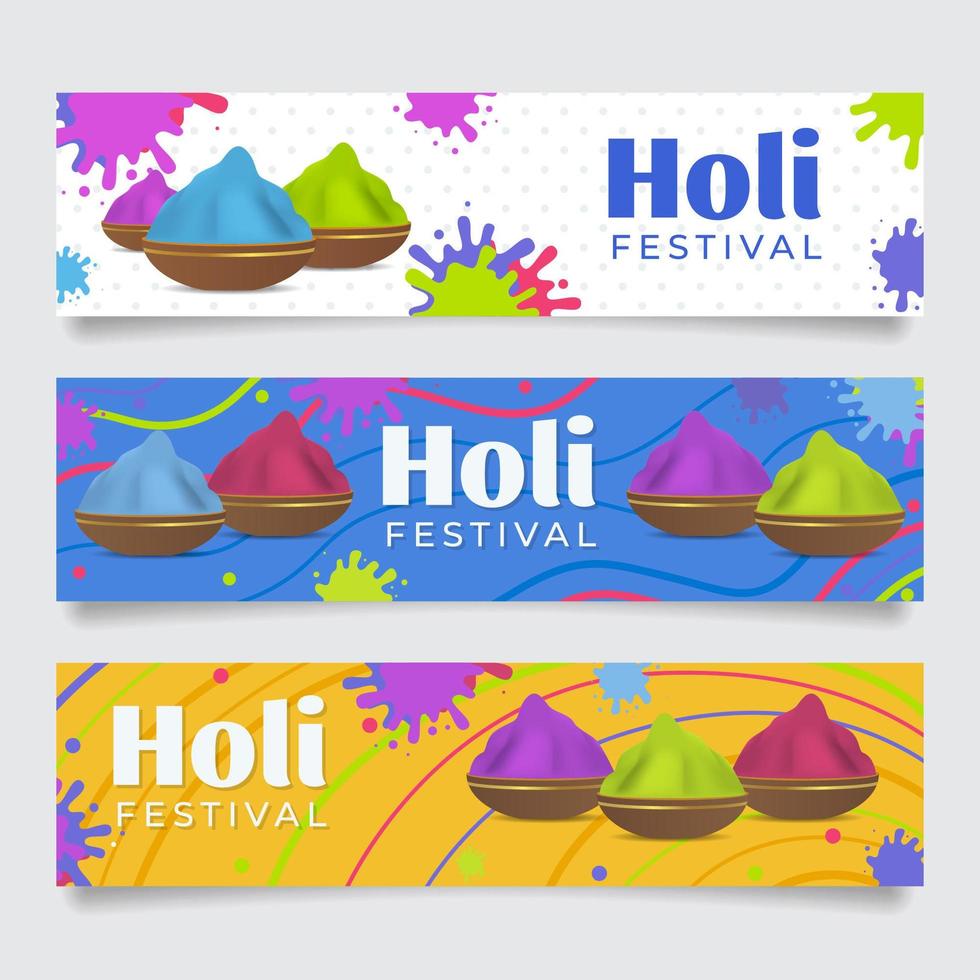 Holi Festival Banner with Paint Splatter vector