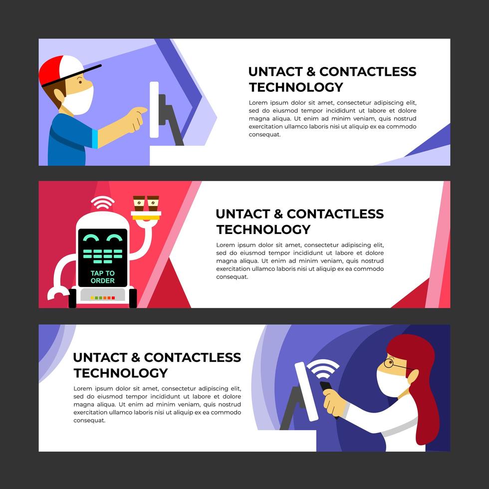 Contactless Technology Banner Template Set vector