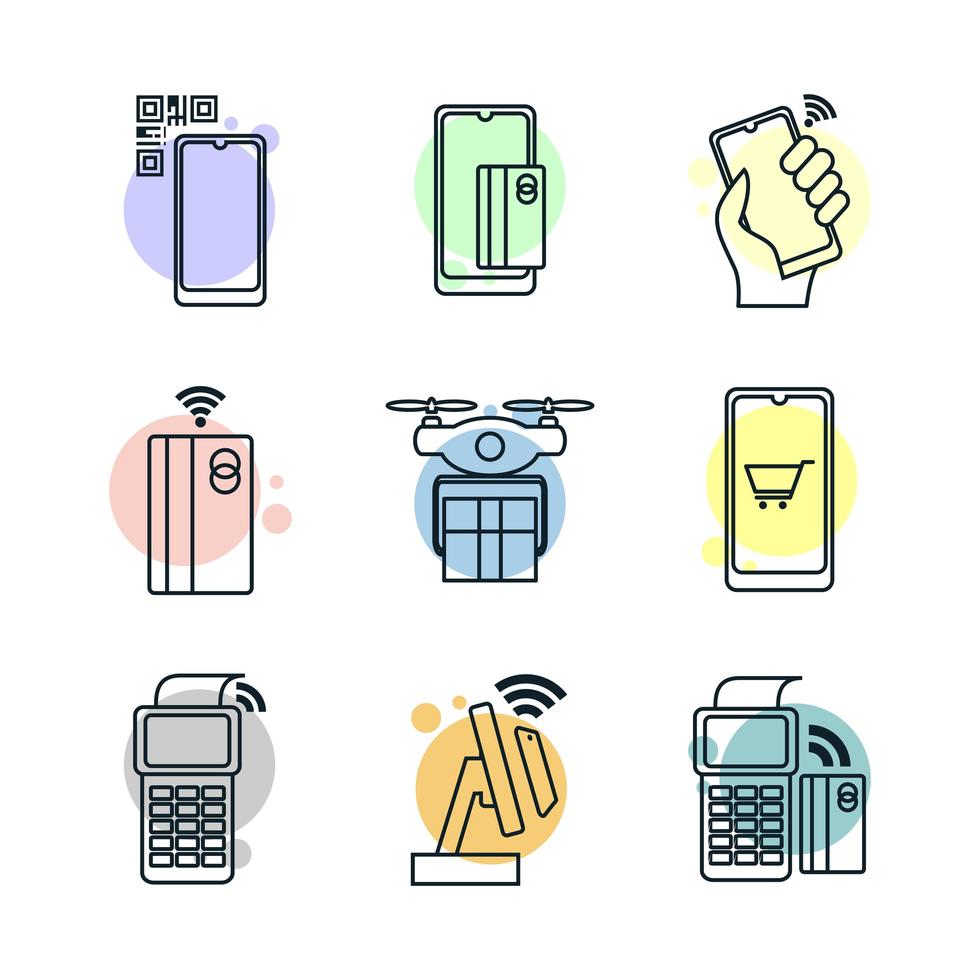 conjunto de iconos de tecnología sin contacto vector