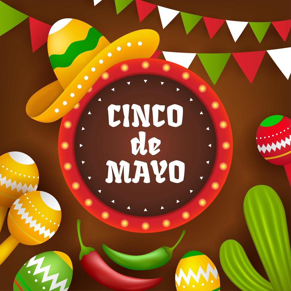 cinco de mayo con un círculo en el medio vector