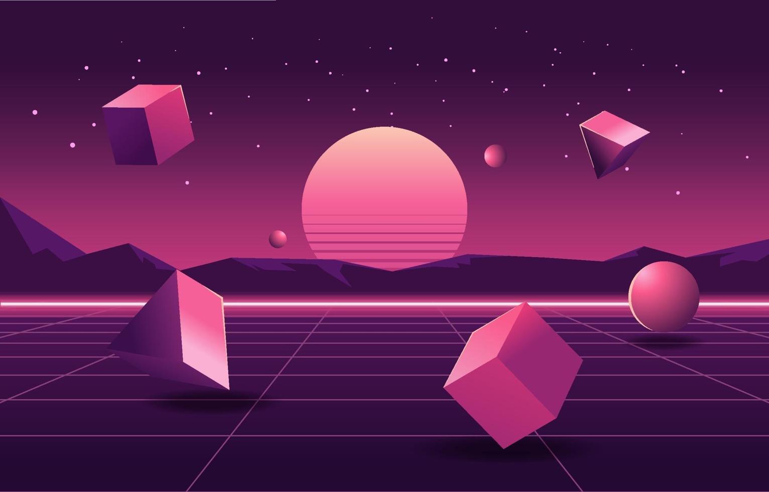 3D Shapes In Retro Futurism Style vector