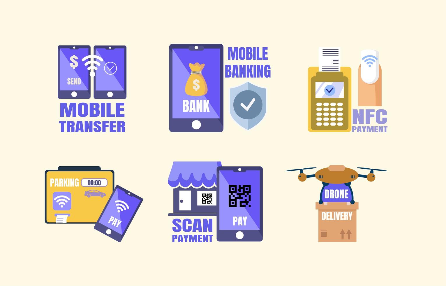 Contactless Payment Technology Sticker vector