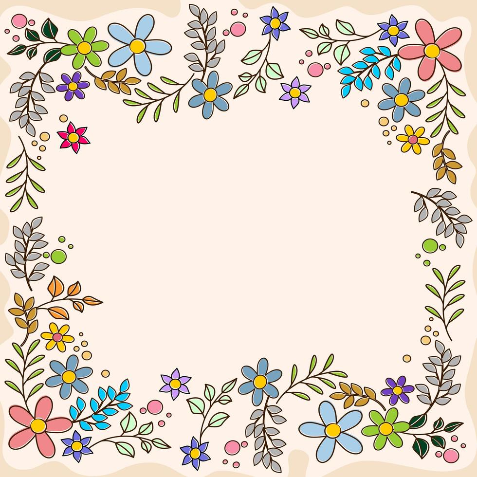 colorido marco de flores de primavera plana vector