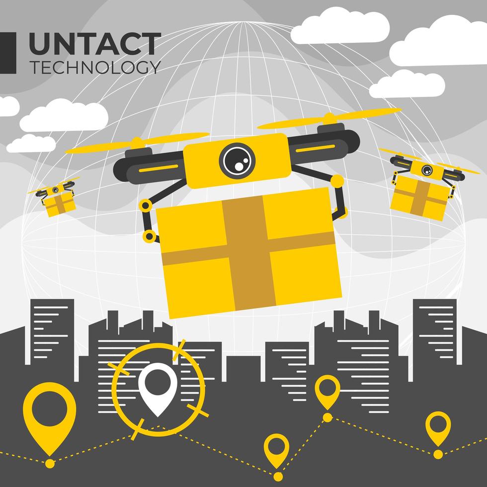 Contactless Technology Drone Delivery vector