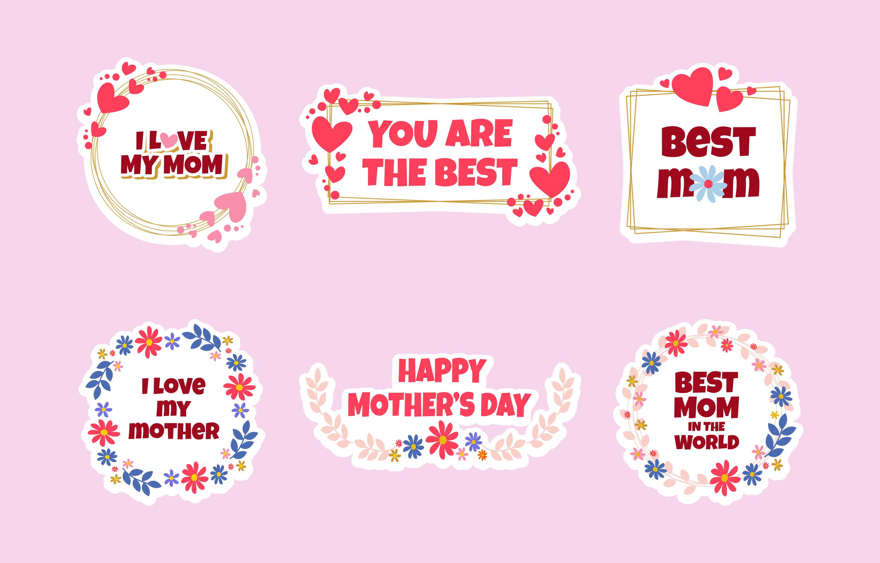 Happy Mothers Day Stickers Free Download
 Happy Mothers Day Sticker Template Set Vector Art at Vecteezy