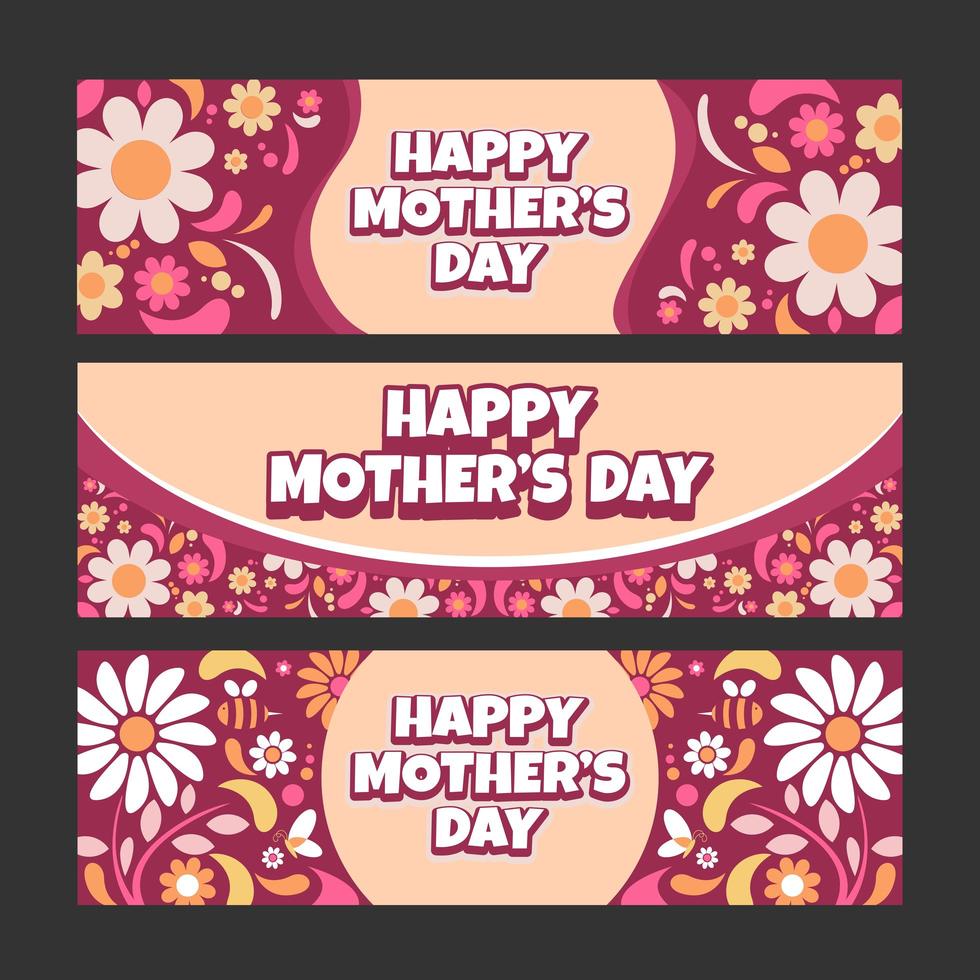 Happy Mother Day Banner Set vector