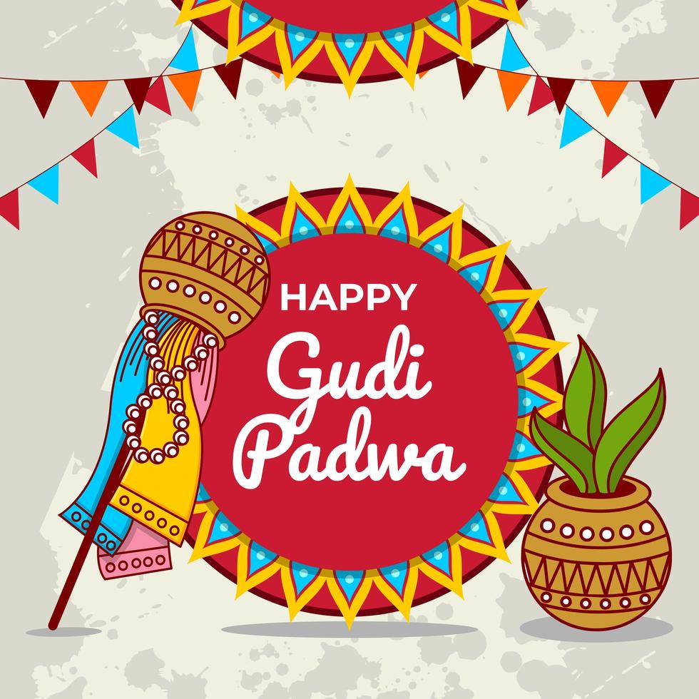 Gudi Padwa Celebration Design vector