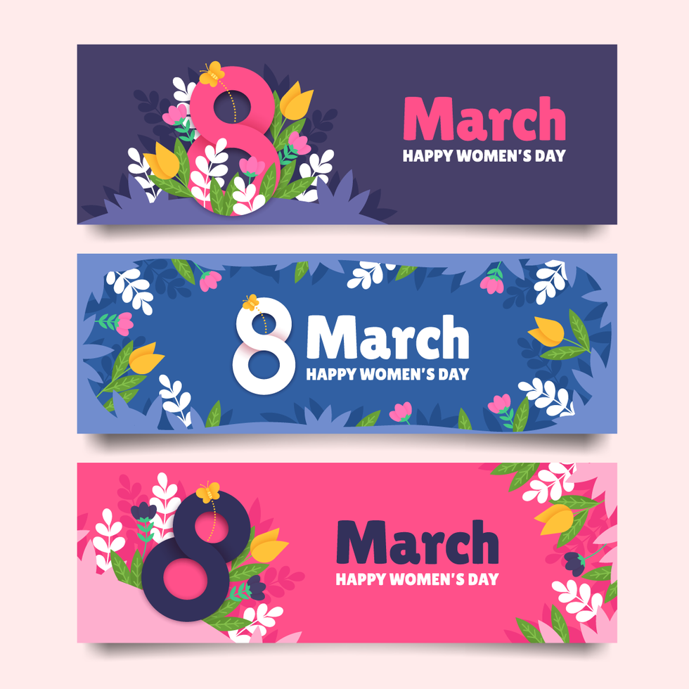 Happy Women's Day Banner Collection vector