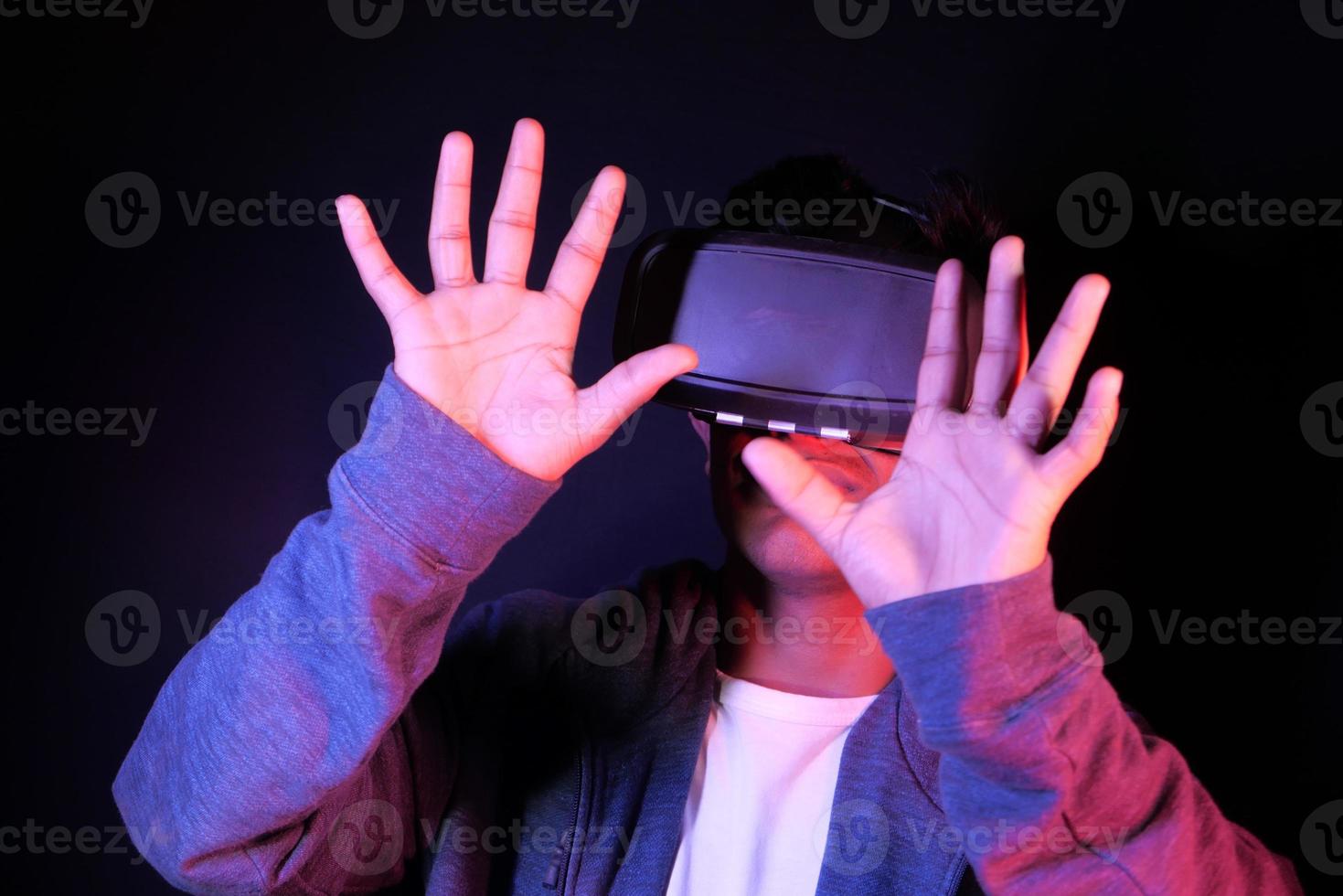 Man wearing VR goggles photo