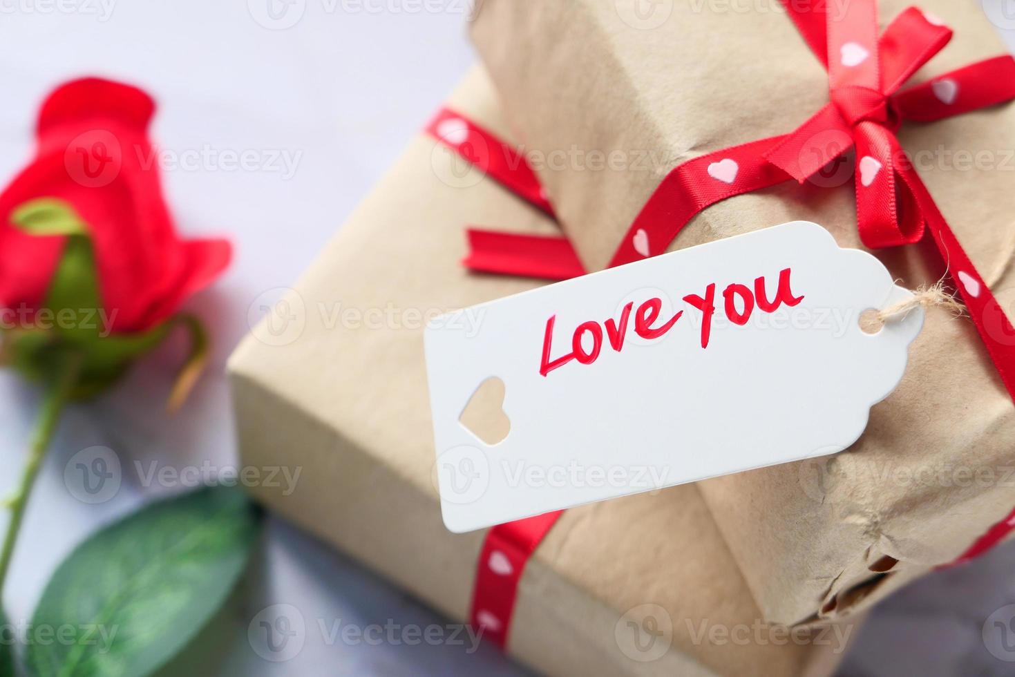 Close up of gift box for Valentine's Day photo