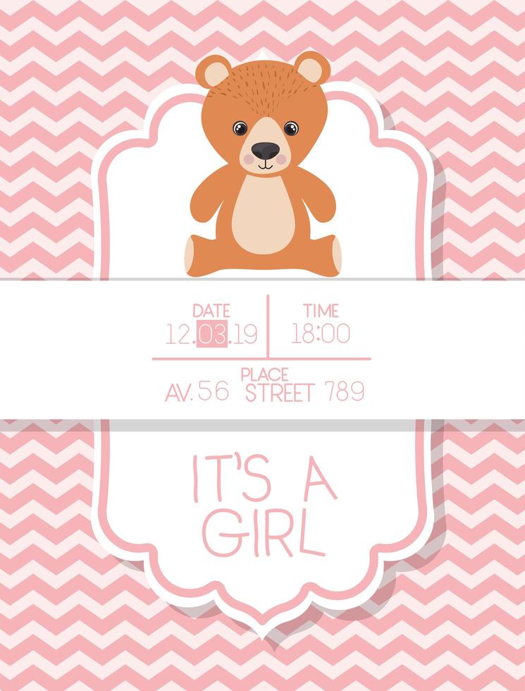 its a boy baby shower card with teddy bear vector