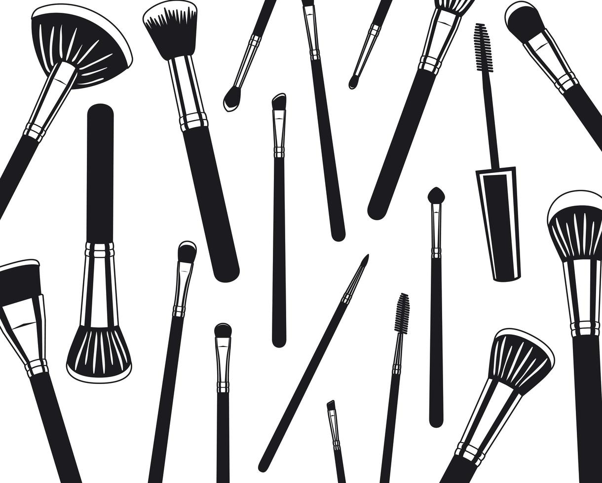 make up brushes accessories pattern vector