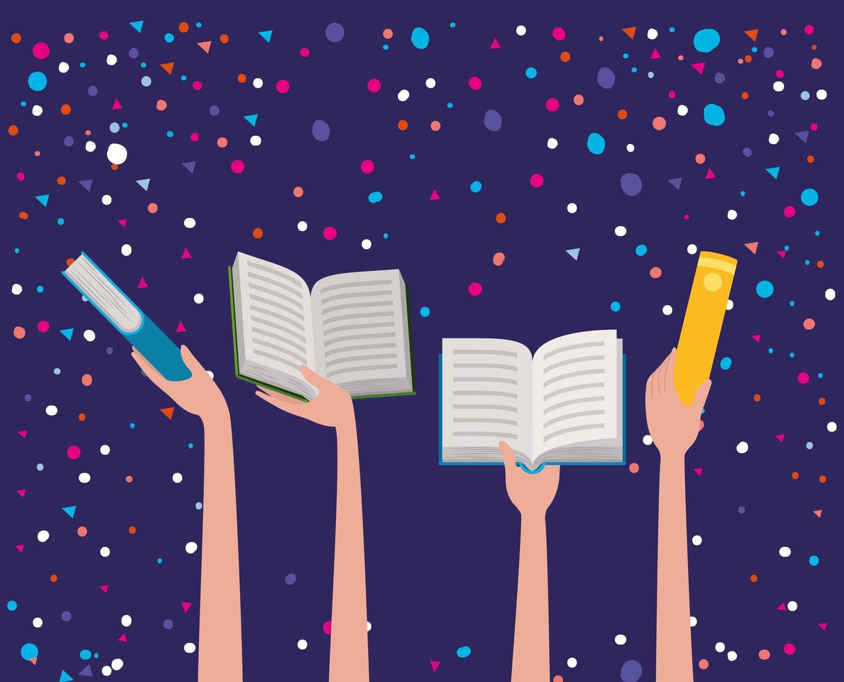 Hands holding books design vector illustration