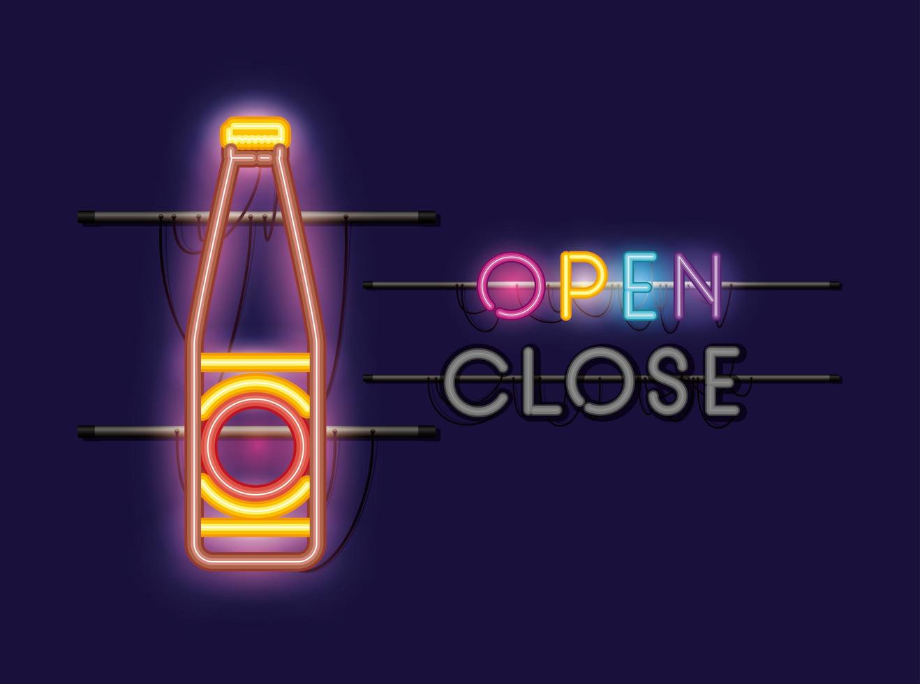 beer bottle neon light vector