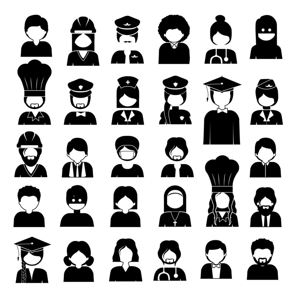 Professions and various occupations, vector illustration