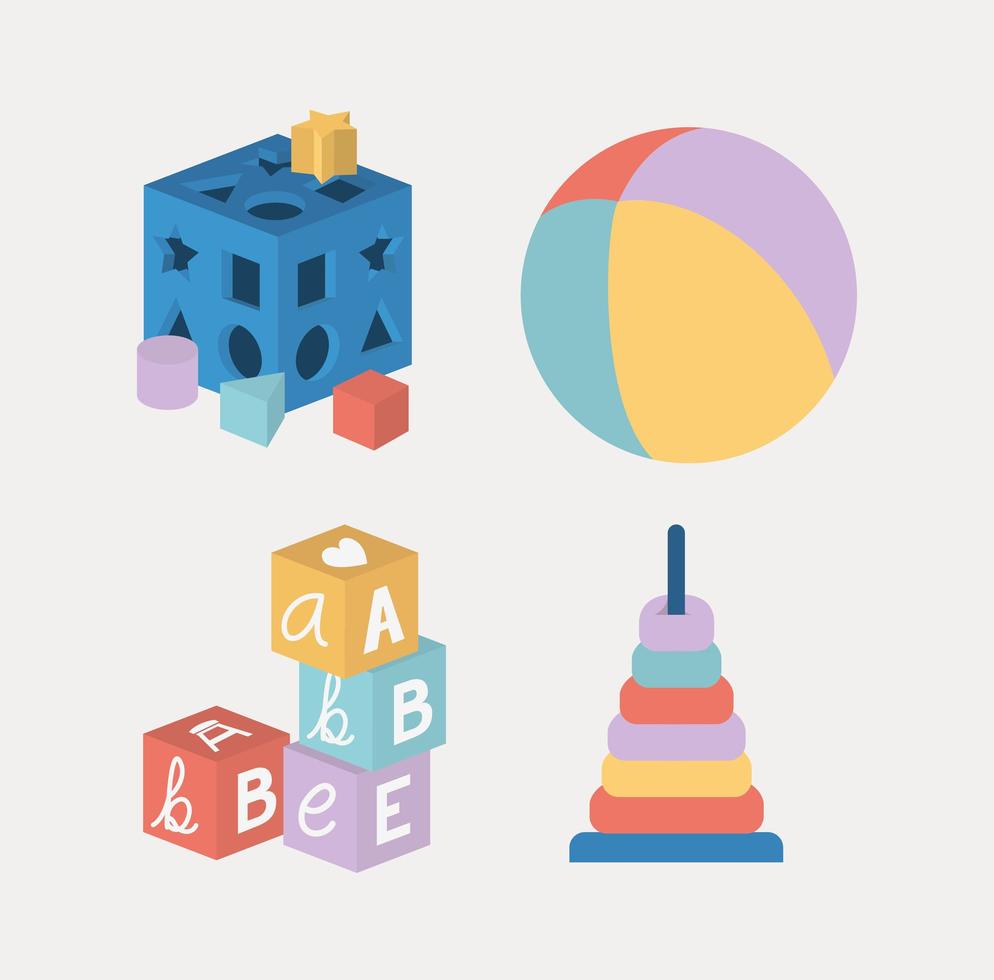 set of baby toys icons vector