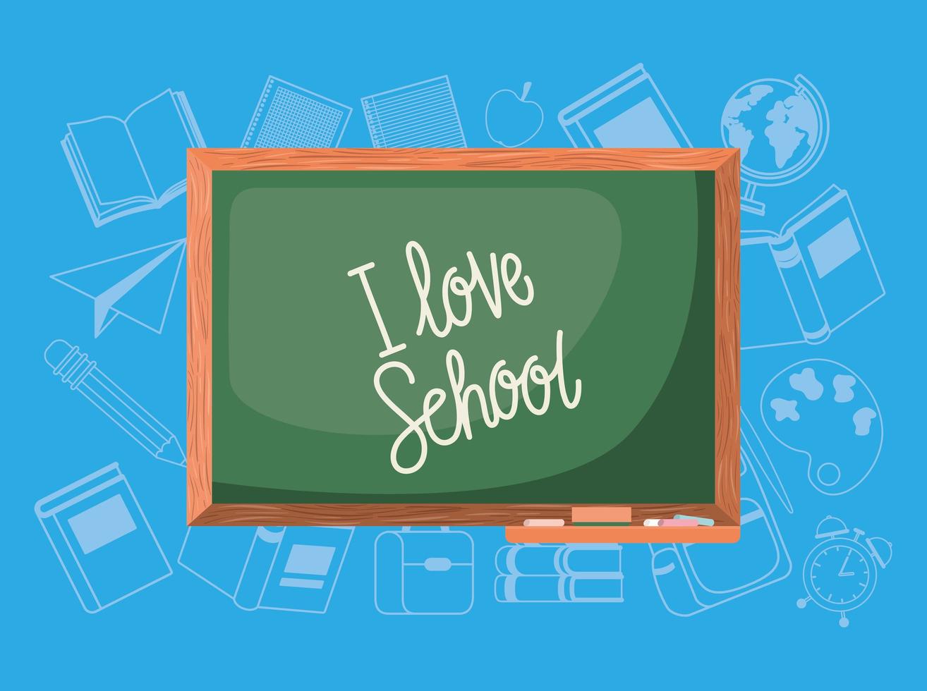 chalkboard and supplies back to school vector