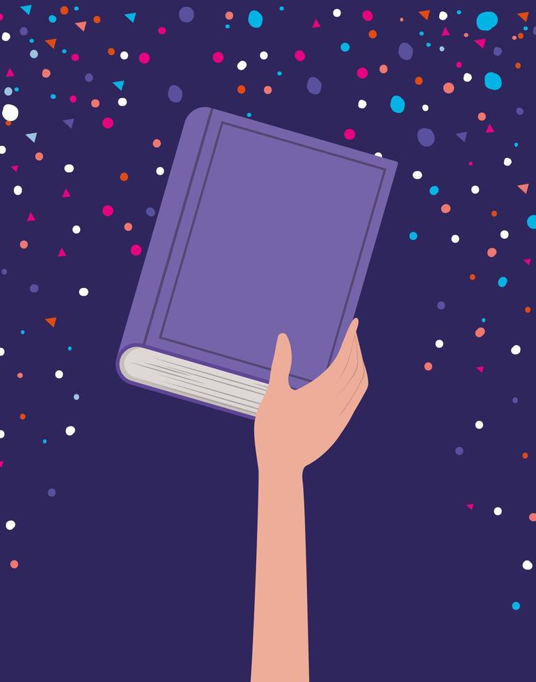 Hand holding book design vector illustration