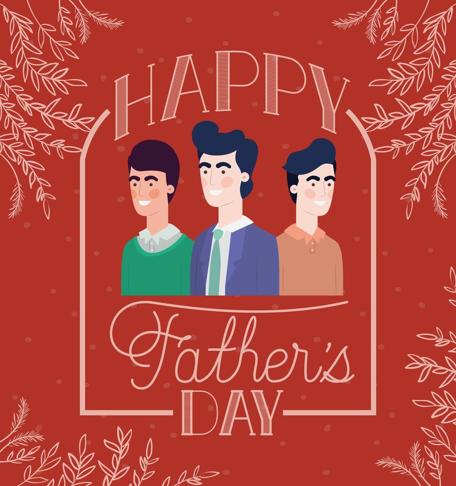 happy fathers day card with dads vector
